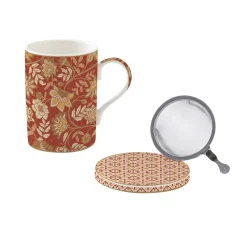 Easy Life Mug et dessous de verre en porcelaine 350 ml FLEURS DES RÊVES Clearance