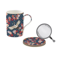Easy Life Mug et sous-verre en porcelaine avec infuseur, 350 ml OKINAWA New