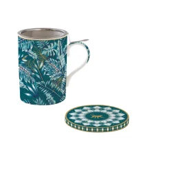 Easy Life Mug et sous-verre en porcelaine avec infuseur 350 ml Atmosphere JUNGLE New