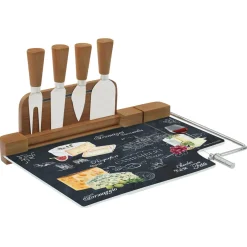 Easy Life Planche à fromage avec fil et 4 couteaux à fromage WORLD OF CHEESE
