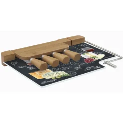 Easy Life Planche à fromage avec fil et 4 couteaux à fromage WORLD OF CHEESE