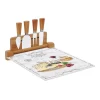 Easy Life Planche à fromage avec plateau en verre et 4 couteaux à fromage LES FROMAGES New