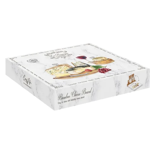 Easy Life Planche à fromage avec plateau en verre et 4 couteaux à fromage LES FROMAGES New