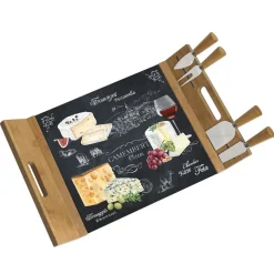 Easy Life Plateau à fromage en bambou avec base en verre et 4 couteaux WORLD OF CHEESE Online