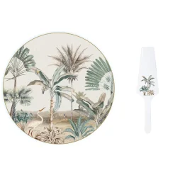 Easy Life Plateau à gâteau Ø 32 cm avec spatule en porcelaine dans une boîte cadeau NOSTALGIC HEAVEN