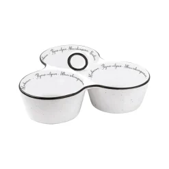 Easy Life Plateau apéritif 20,5×17 cm avec 3 bols en porcelaine HERBARIUM Discount