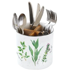 Easy Life Pot à couverts en porcelaine Ø14 cm, hauteur 13,5 cm HERBARIUM Outlet