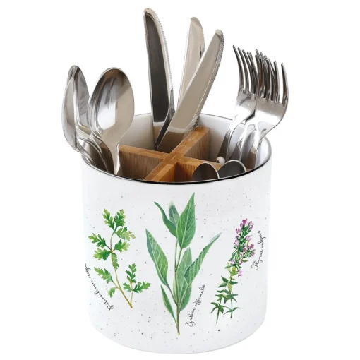 Easy Life Pot à couverts en porcelaine Ø14 cm, hauteur 13,5 cm HERBARIUM Outlet