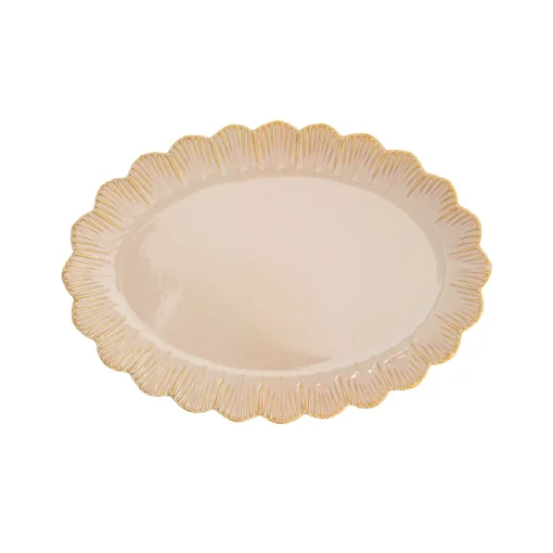 Easy Life Service de plateau ovale beige FLEURI Hot