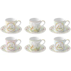 Easy Life Set 6 tasses à café avec soucoupe HAPPY EASTER