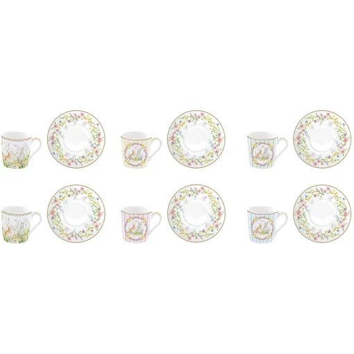 Easy Life Set 6 tasses à café avec soucoupe HAPPY EASTER
