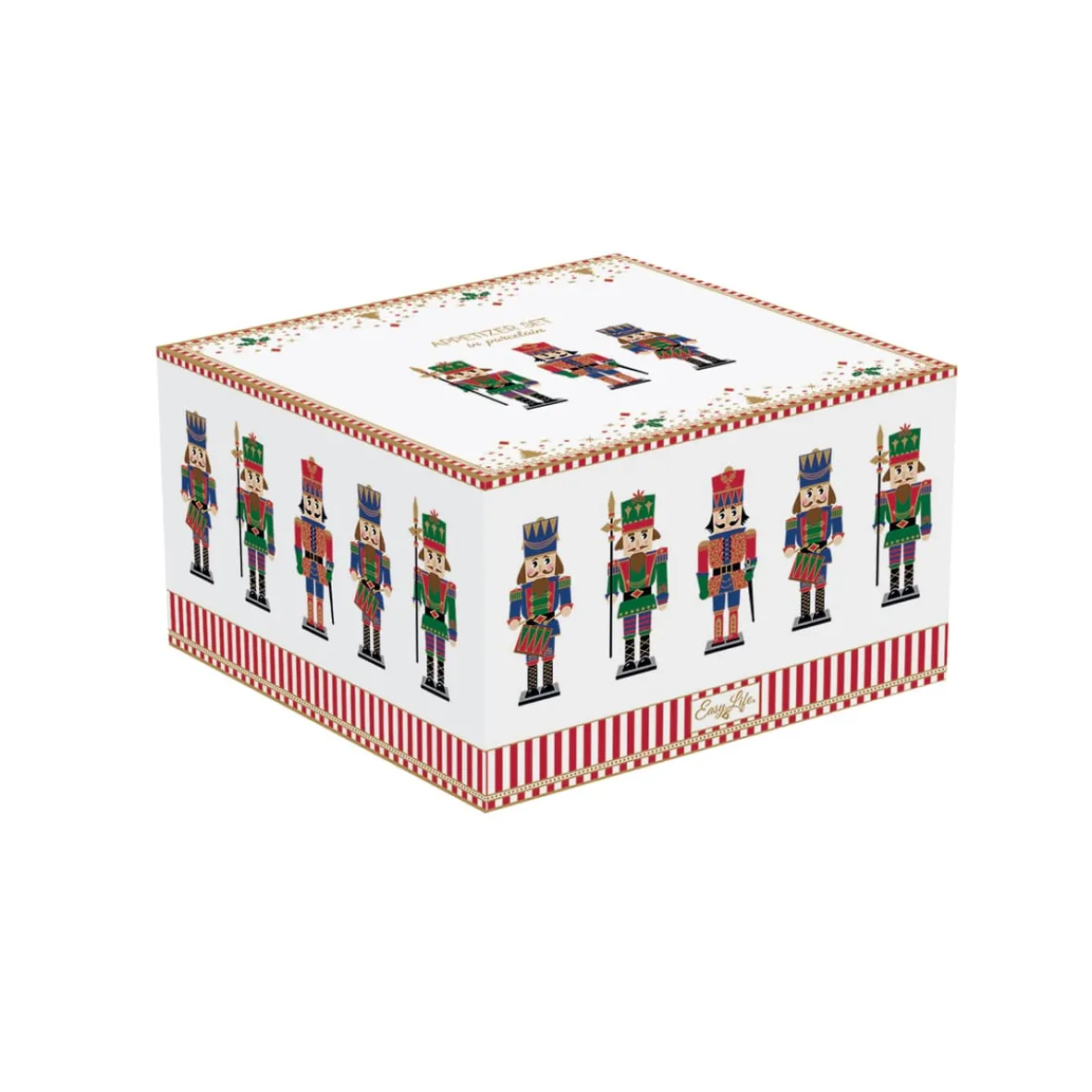 Easy Life Set apéritif avec 3 bols en porcelaine et support en bambou NUTCRACKER Outlet