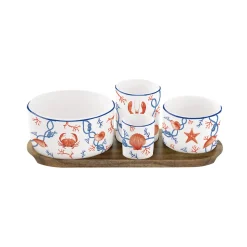 Easy Life Set apéritif avec 4 bols et plateau en acacia CÔTE DE MER Discount