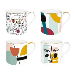 Easy Life Set de 4 mugs 300 ml en porcelaine fine MODERNISME Outlet