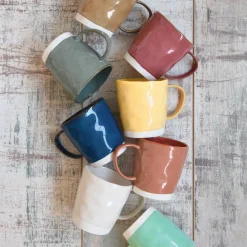 Easy Life Set de 6 tasses à café de 120 ml avec soucoupes en porcelaine INTERIORS BURGUNDY New