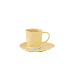 Easy Life Set de 6 tasses à café de 120 ml avec soucoupes en porcelaine INTERIORS YELLOW