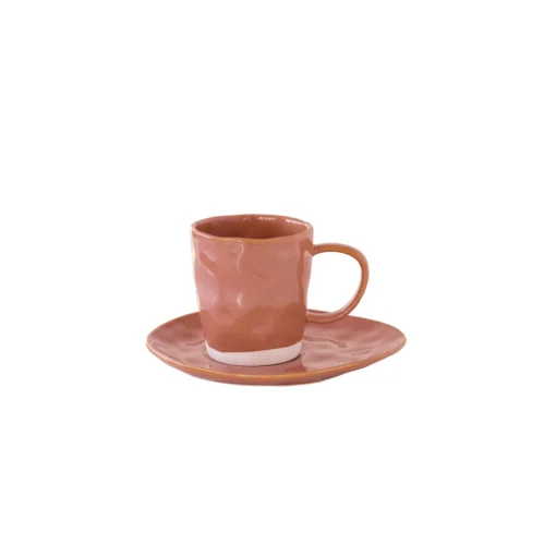 Easy Life Set de 6 tasses à café de 120 ml avec soucoupes en porcelaine INTERIORS BRICK