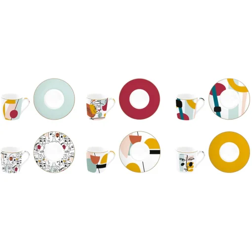 Easy Life Set de 6 tasses à espresso de 100 ml avec soucoupes MODERNISM Sale