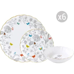 Easy Life Set de vaisselle 18 pcs FLEURS ET PAPILLONS New