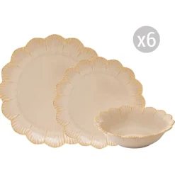 Easy Life Set de vaisselle 18 pièces beige FLEURI Sale