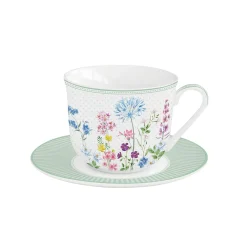 Easy Life Tasse à petit-déjeuner avec assiette FLORAISON New