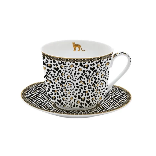 Easy Life Tasse à petit-déjeuner avec soucoupe, 400 ml en porcelaine Atmosphere SAVANA New
