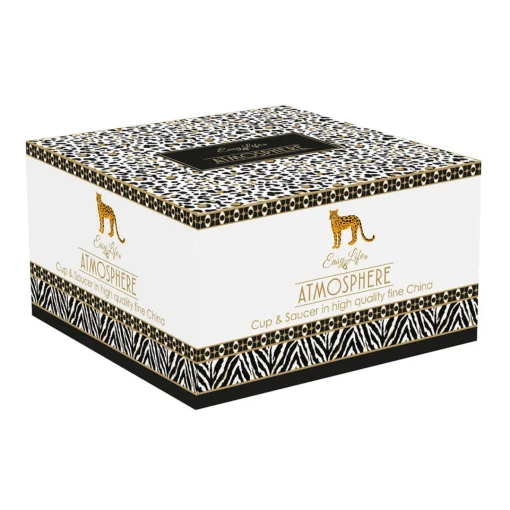 Easy Life Tasse à petit-déjeuner avec soucoupe, 400 ml en porcelaine Atmosphere SAVANA New