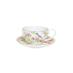 Easy Life Tasse à thé avec soucoupe, 200 ml en porcelaine SPRING TIME