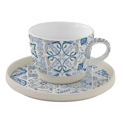 Easy Life Tasse à thé en porcelaine avec soucoupe, 250 ml Casa Decor BLUE Discount