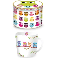 Easy Life Tasse en porcelaine dans une boîte en fer-blanc OWLS BRANCH New
