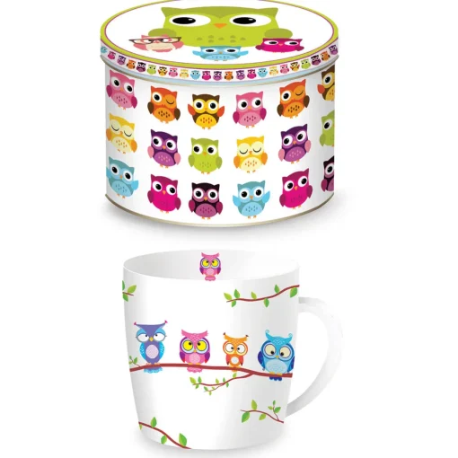 Easy Life Tasse en porcelaine dans une boîte en fer-blanc OWLS BRANCH New