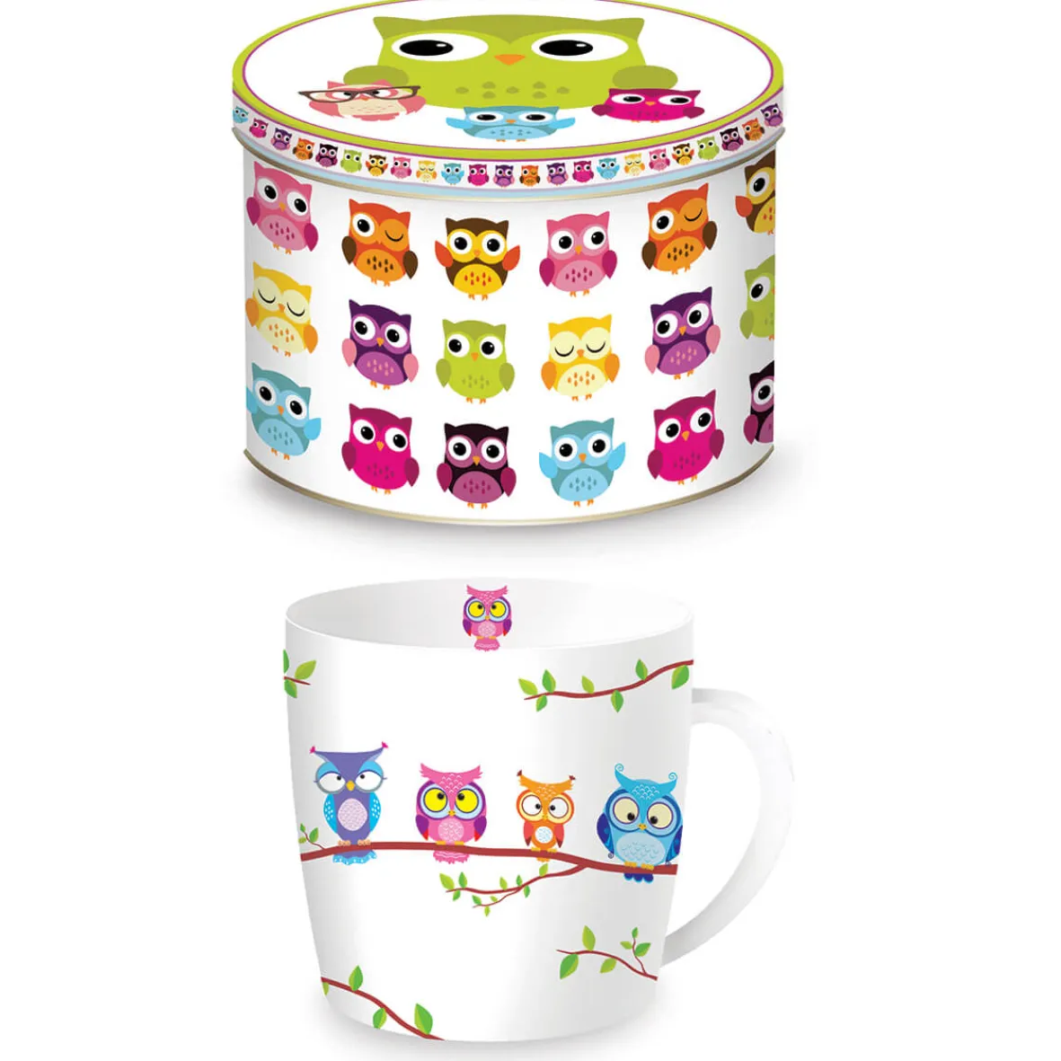 Easy Life Tasse en porcelaine dans une boîte en fer-blanc OWLS BRANCH New