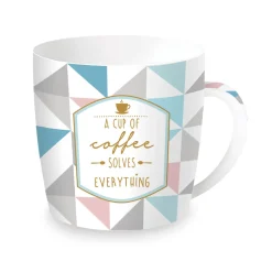 Easy Life Tasse en porcelaine dans une boîte en métal A CUP Of COFFEE Solves Everything New