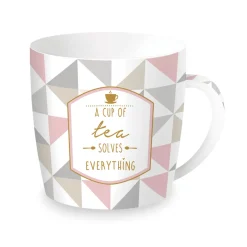 Easy Life Tasse en porcelaine dans une boîte en métal A CUP Of tea Solves Everything Discount