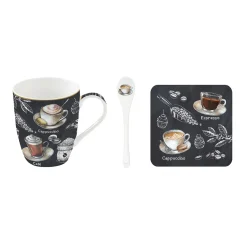 Easy Life Tasse et cuillère avecdessous de verre BARISTA Online