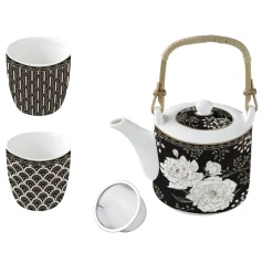 Easy Life Théière avec infuseur et 2 petites tasses ART DECO & FLOWERS Online