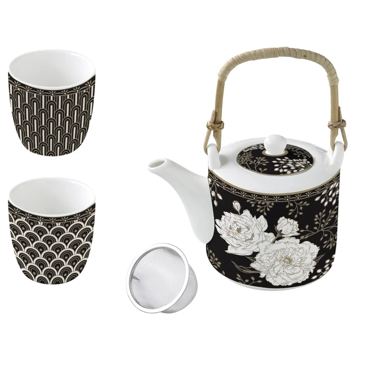 Easy Life Théière avec infuseur et 2 petites tasses ART DECO & FLOWERS Online