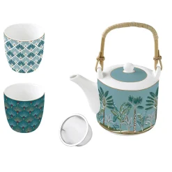 Easy Life Théière de 600 ml avec 2 tasses en porcelaine Atmosphere Jungl Clearance