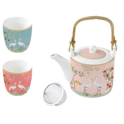 Easy Life Théière de 600 ml avec 2 verres JARDIN DE REVES Clearance