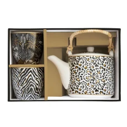 Easy Life Théière en porcelaine de 600 ml avec 2 petites tasses SAVANA Clearance